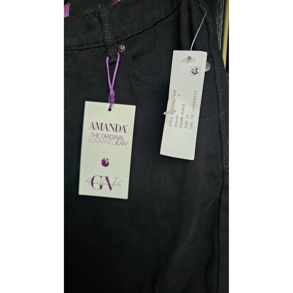GLORIA VANDERBILT Amanda Slimming Jeans‎ Size 12 Black NWT Classic Rise - Picture 4 of 6